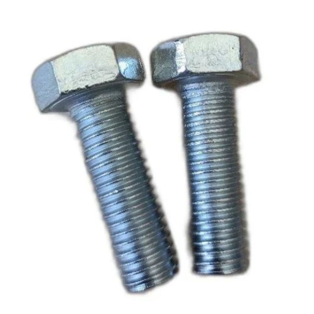 Full Threaded 1 inch Polished Mild Steel Hex Bolt, For Construction